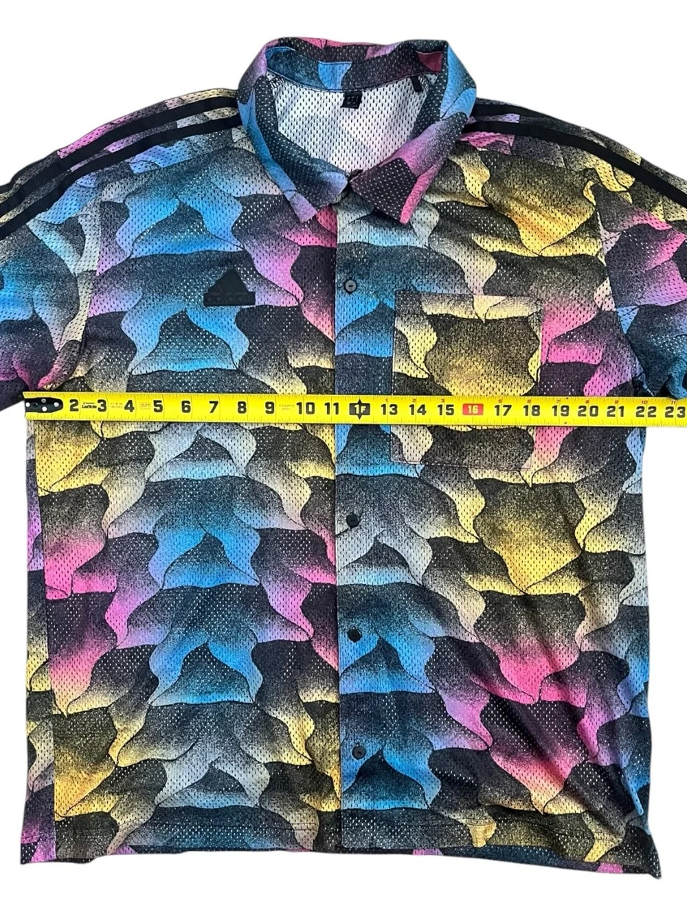 Adidas Tiro Allover Print Mesh Resort Shirt Summer Beach Colorful Mens Large